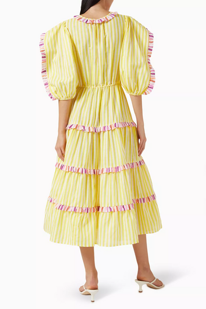Flounces Flax-blend Dress