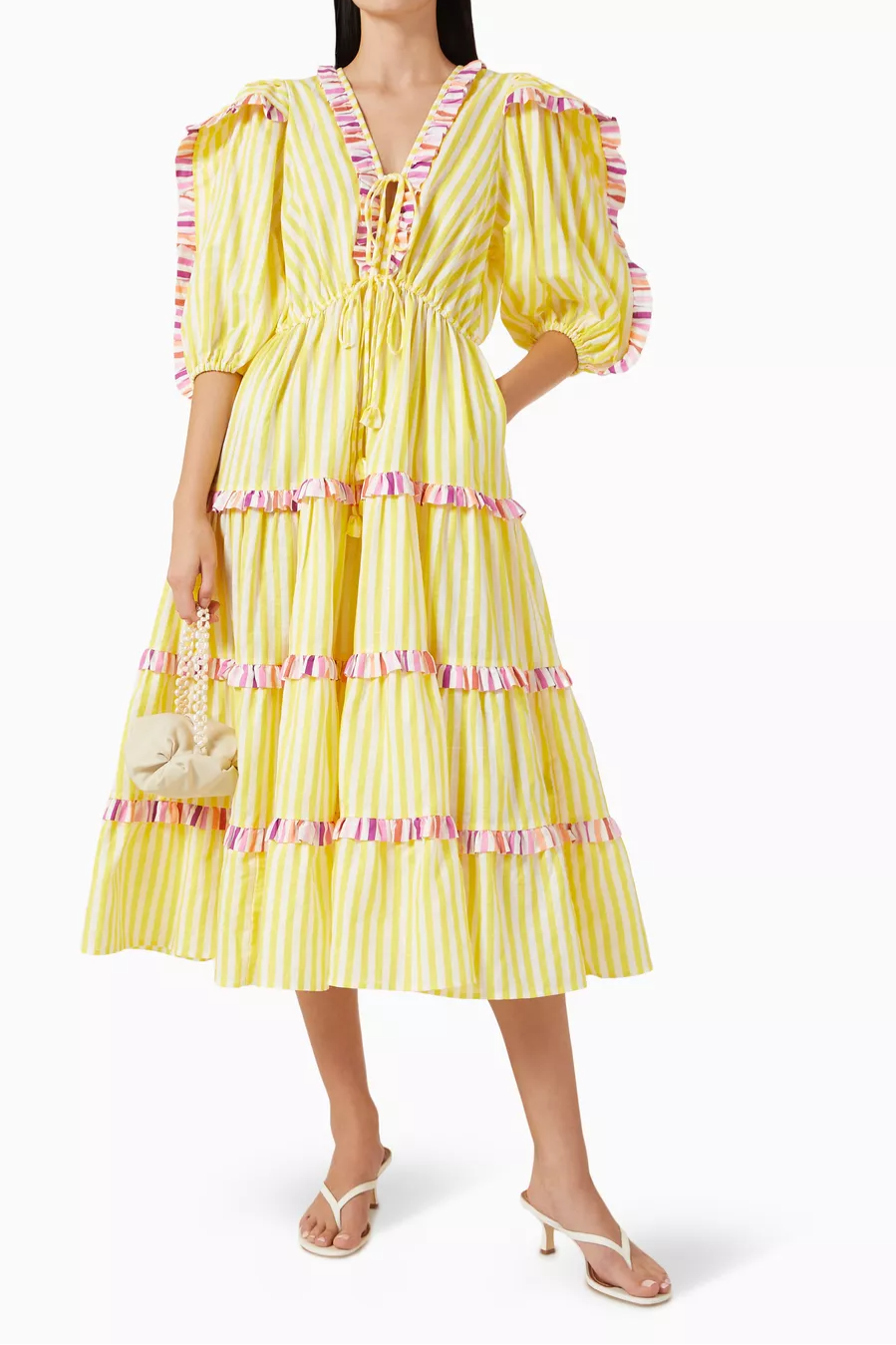 Flounces Flax-blend Dress