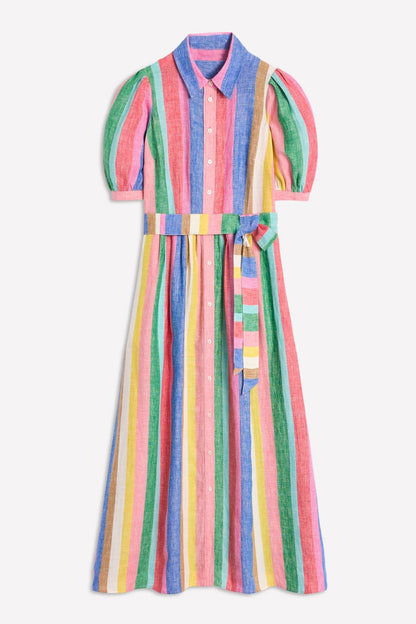 Rainbow Vertical Print Shirt Long Dress