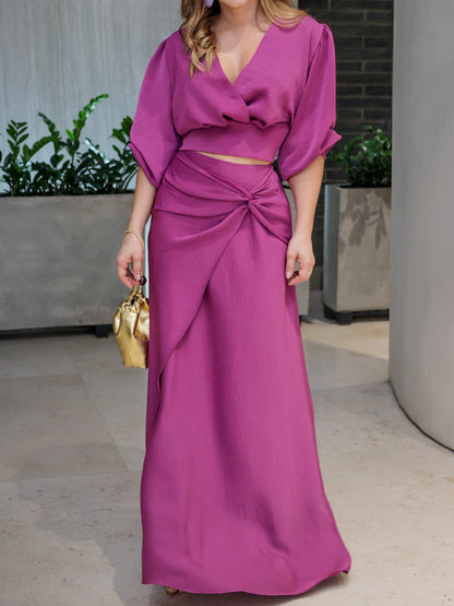 Elegant Wrap Two Pieces Dress