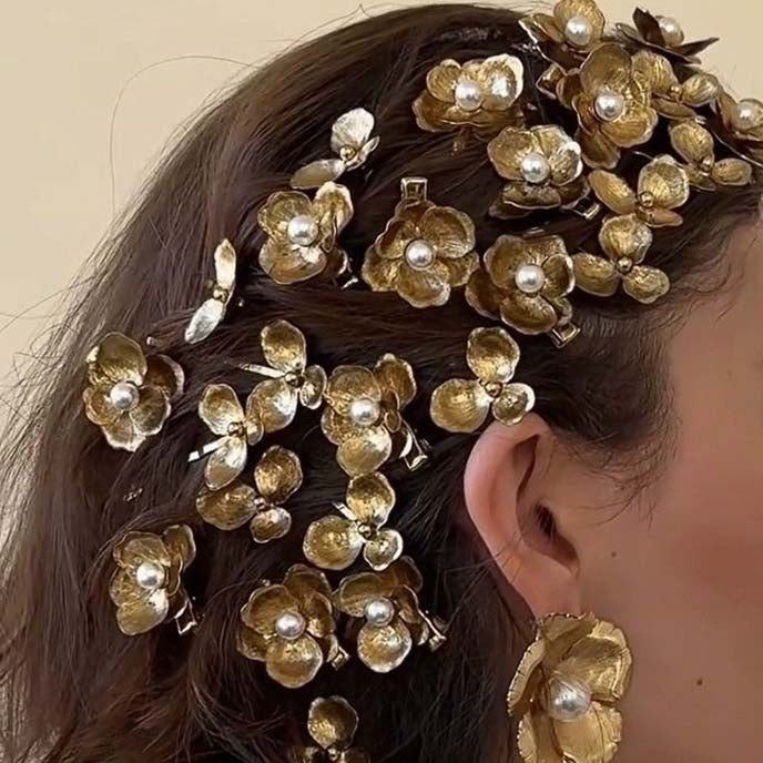 Vintage Pearl Flower Hairpin Side Clip Hair Accessories