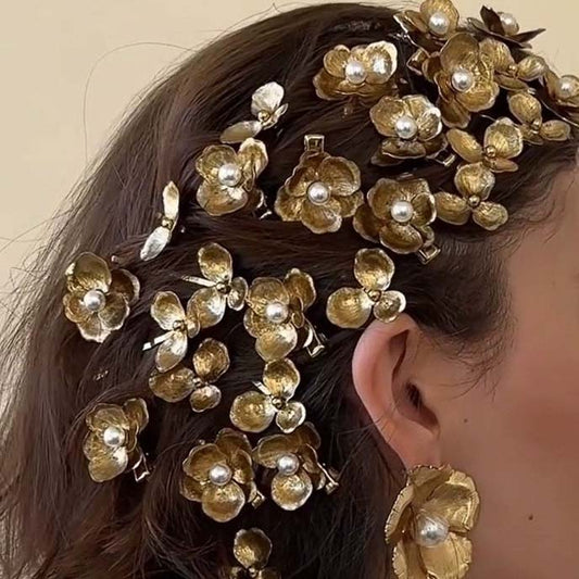 Vintage Pearl Flower Hairpin Side Clip Hair Accessories