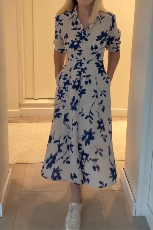 Mid-length Sleeve Printed Shirt Dress