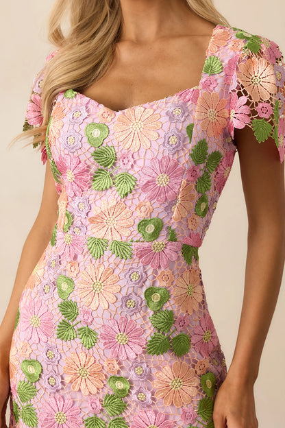 Embroidered Floral Hollow Long Dress