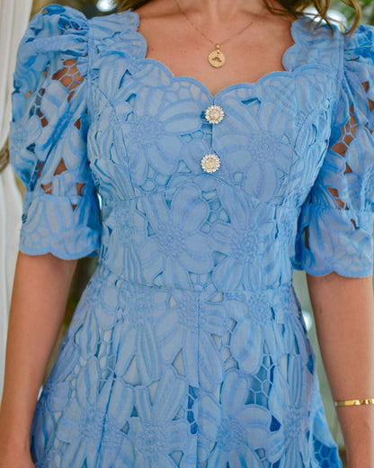 Short Sleeve Lace Hollow Dress