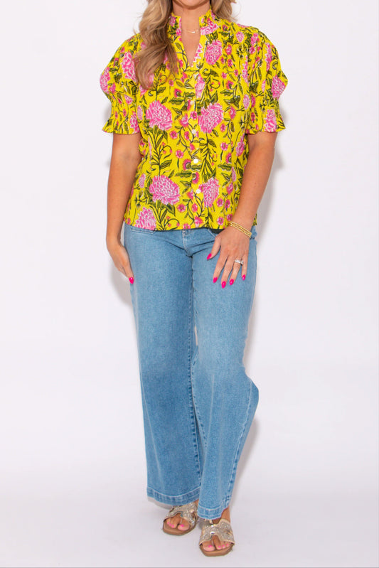 Pleated Button Top