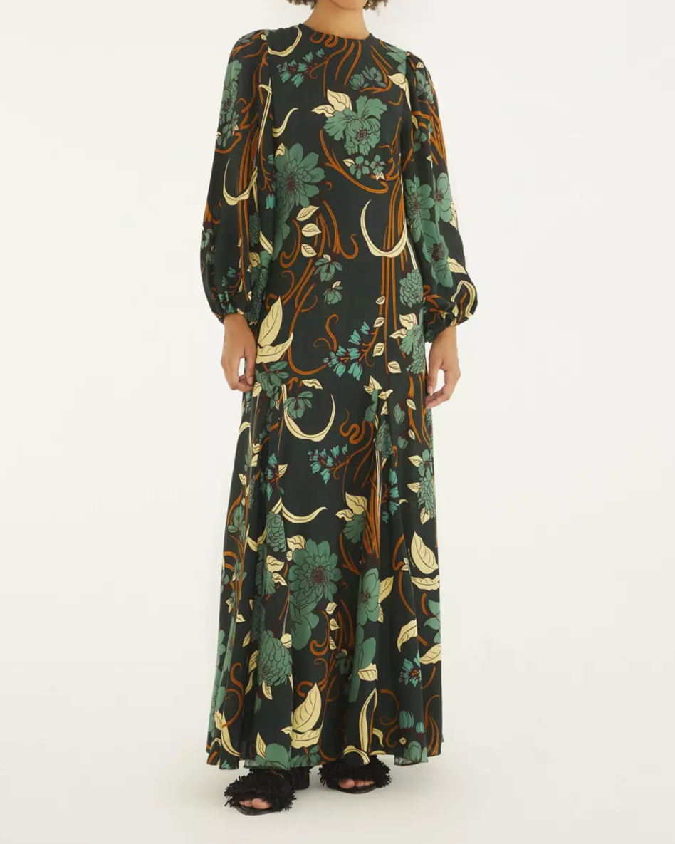 Dark Floral Print Maxi Dress