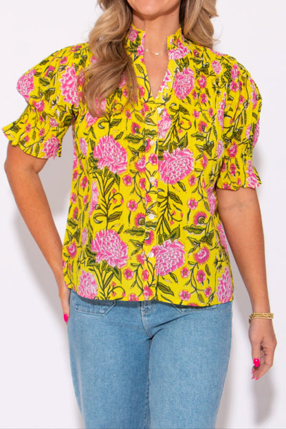 Pleated Button Top