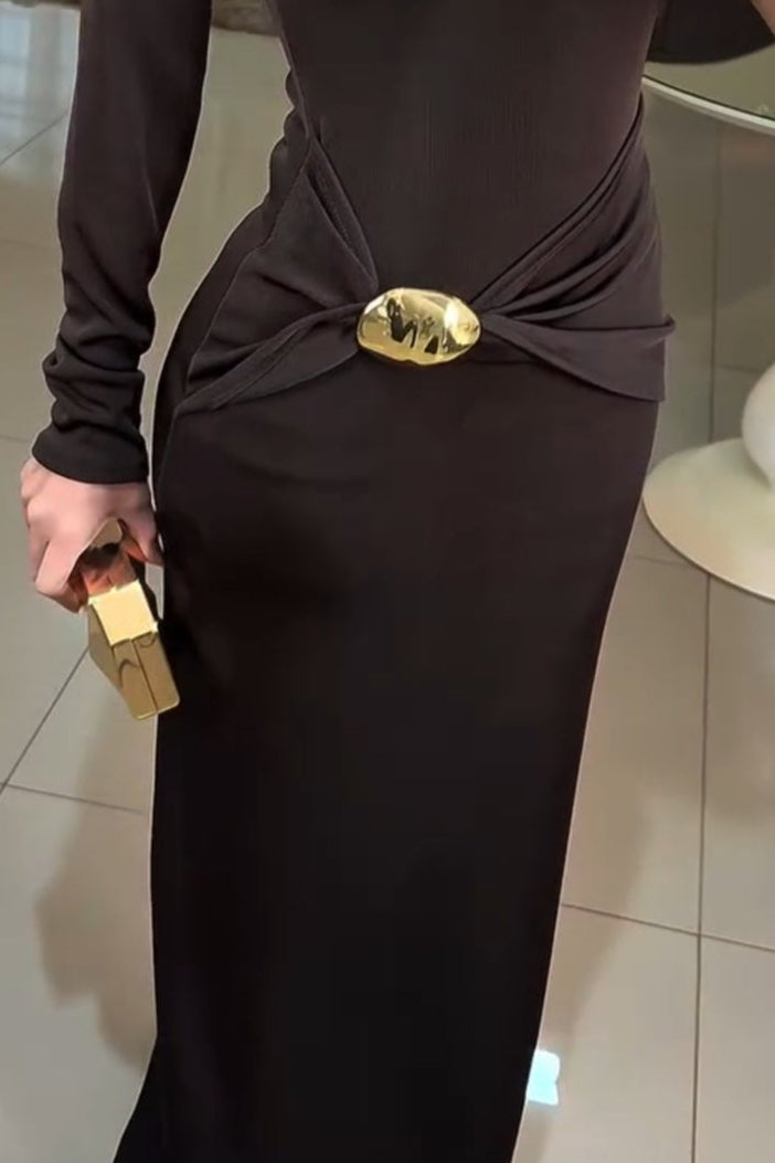 Slim-Fit Dress With Metal Buckle