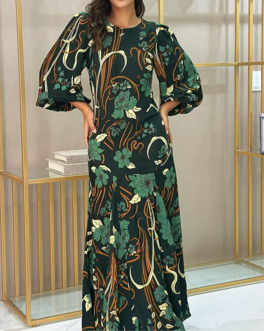 Dark Floral Print Maxi Dress
