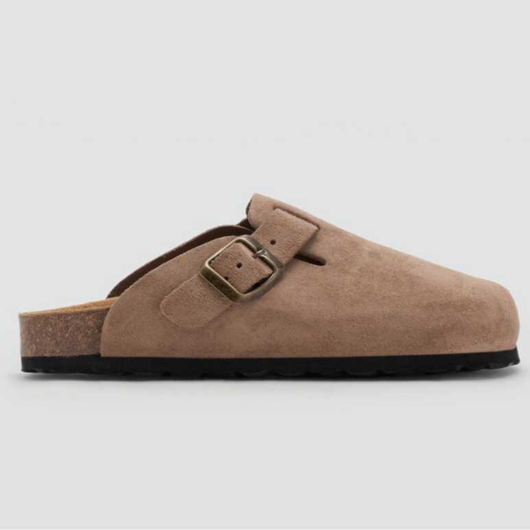 Birkenstocks, Cork-soled Suede Slippers