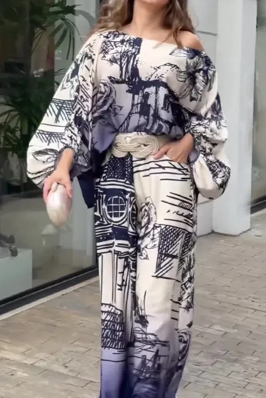 Fashion Printed Loose Two-piece Set