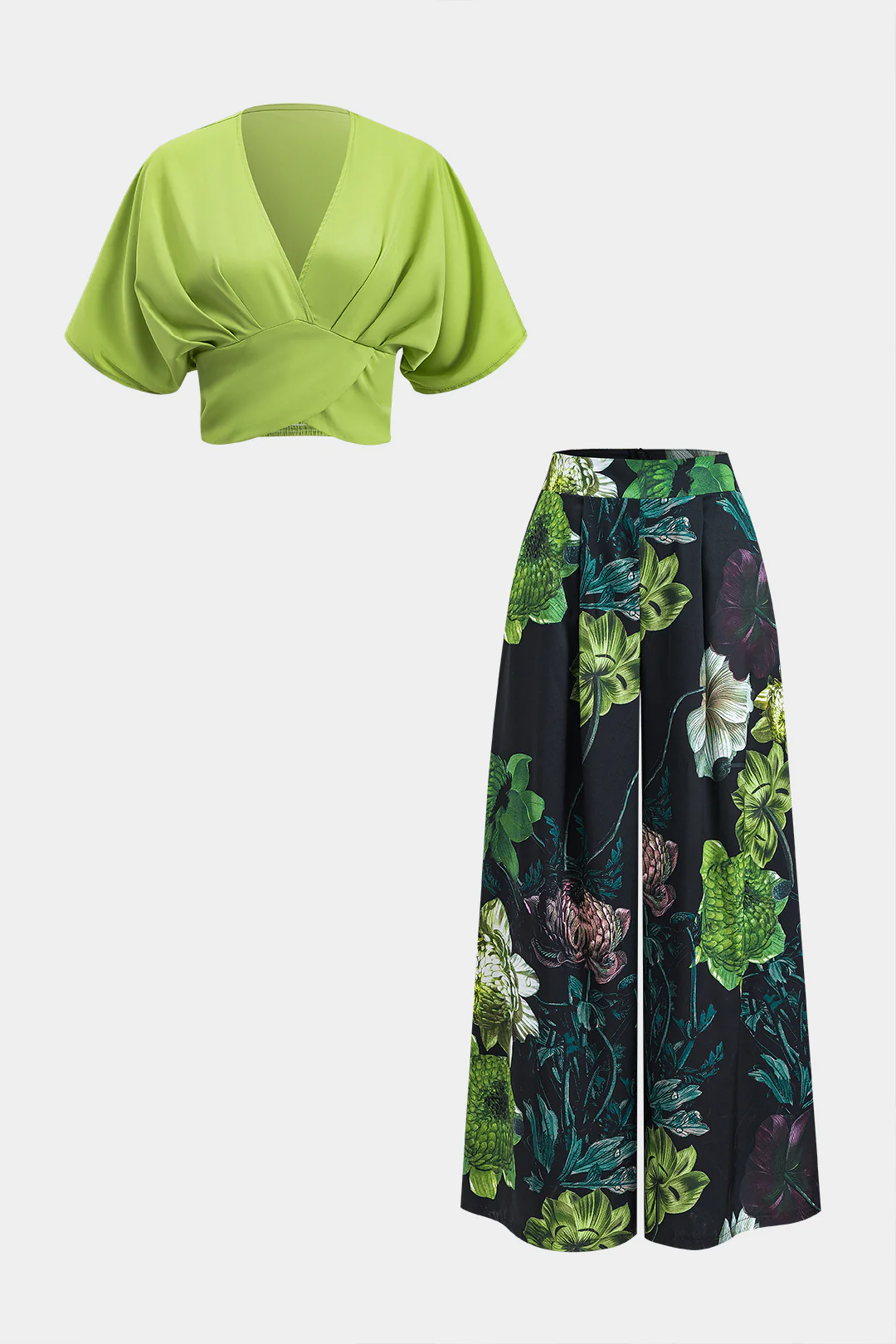 Women's Suit Fashion Casual V-neck Loose Print Two-piece Set