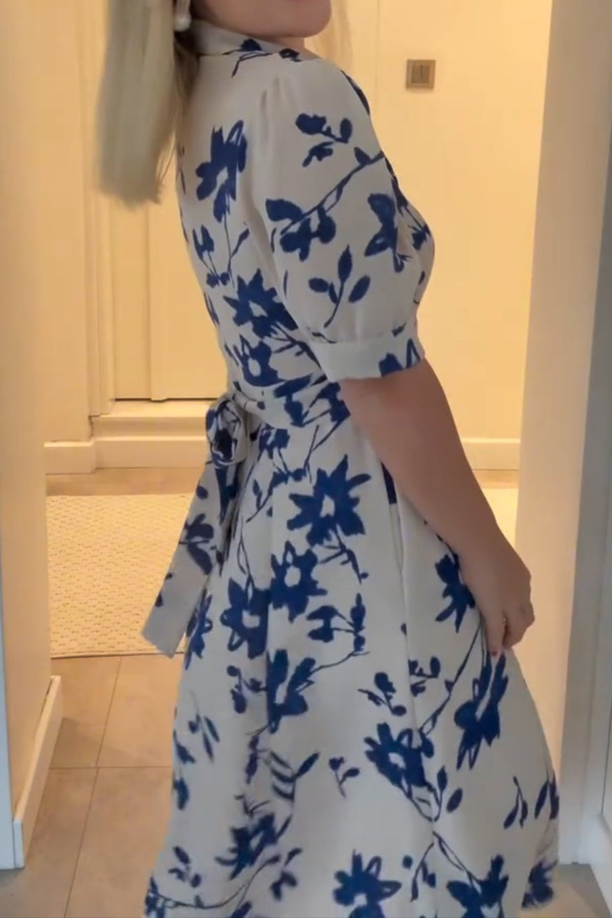 Mid-length Sleeve Printed Shirt Dress
