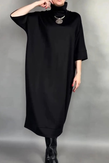 Black High-Neck Sleeve Dress
