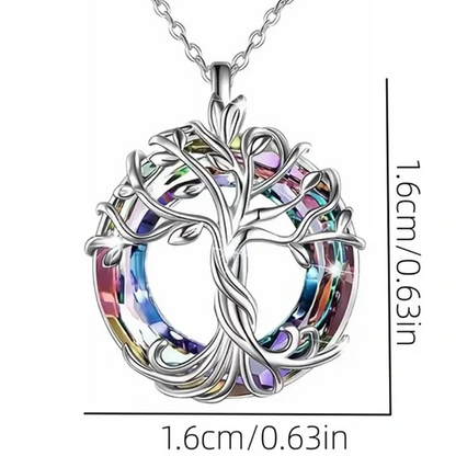Tree Of Life Necklace, Alloy Plated Crystal Pendant