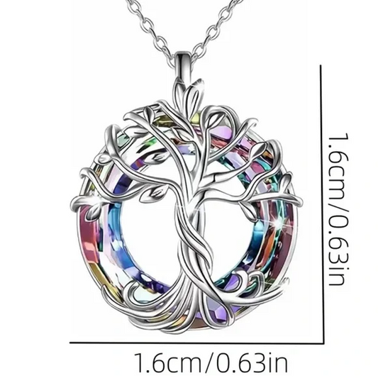Tree Of Life Necklace, Alloy Plated Crystal Pendant
