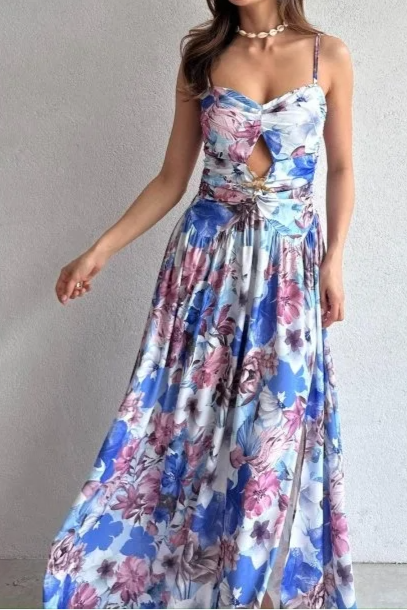 Diamond Cutout Floral Dress