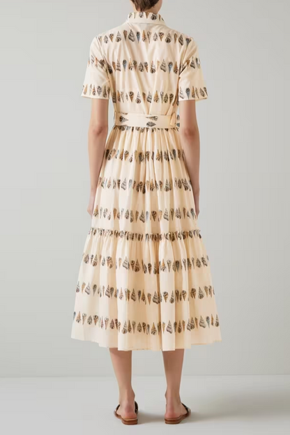 Pale Yellow Printed Cotton Maxi Dress