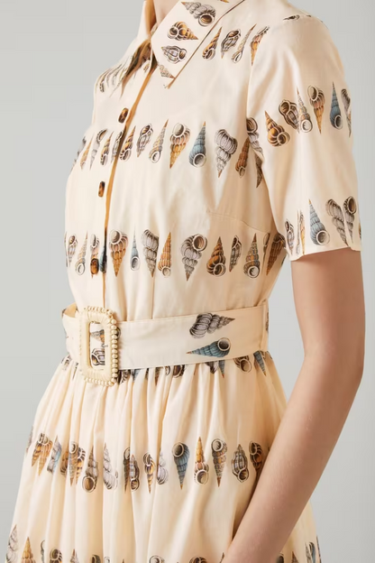 Pale Yellow Printed Cotton Maxi Dress