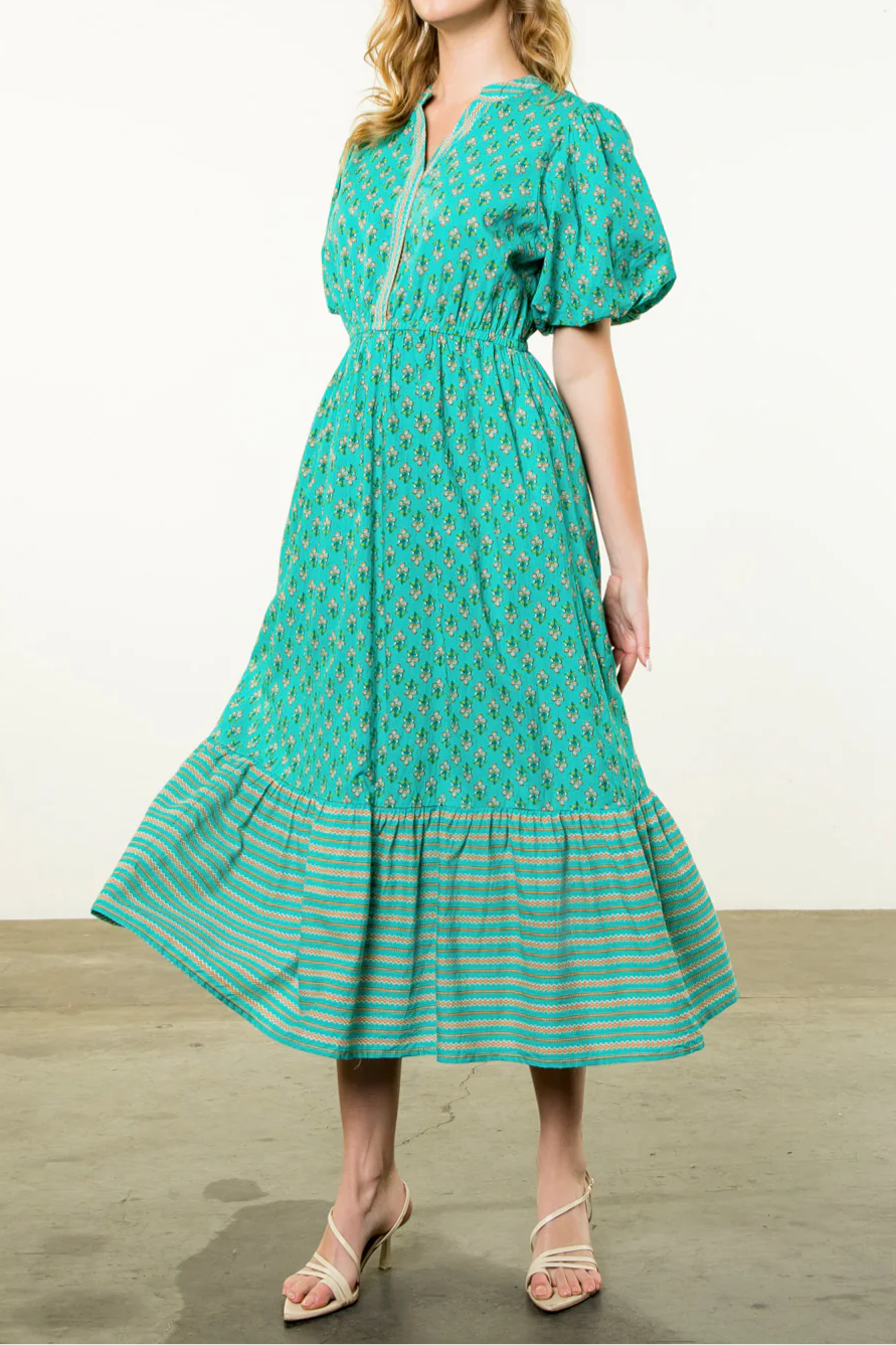 Printed Slit-Neck Maxi Dress