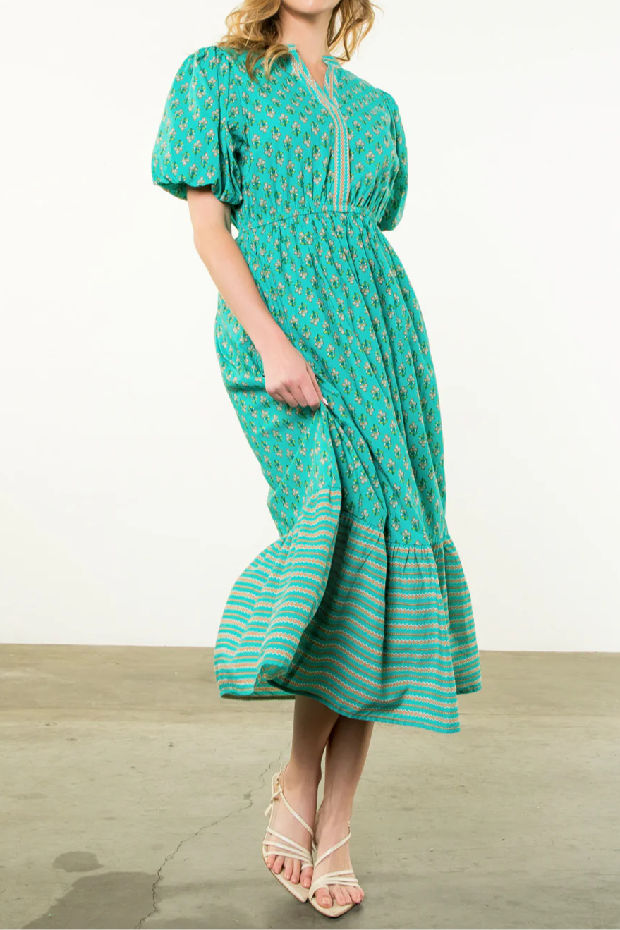 Printed Slit-Neck Maxi Dress