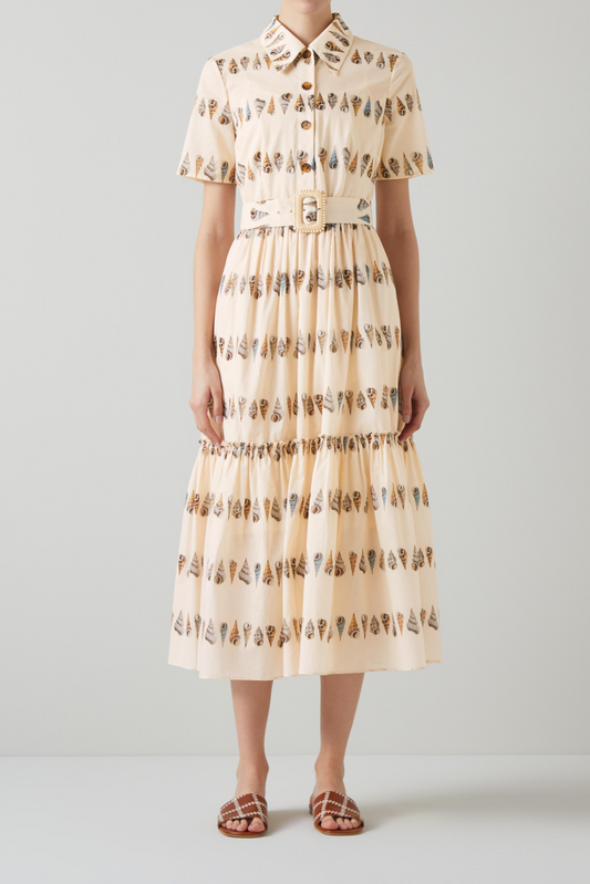 Pale Yellow Printed Cotton Maxi Dress