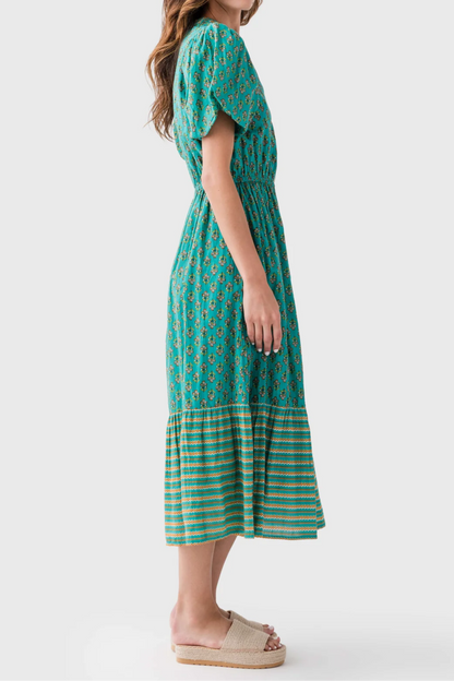 Printed Slit-Neck Maxi Dress