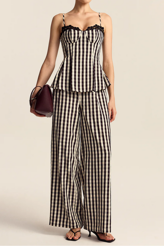 Black And White Check Strap Suit