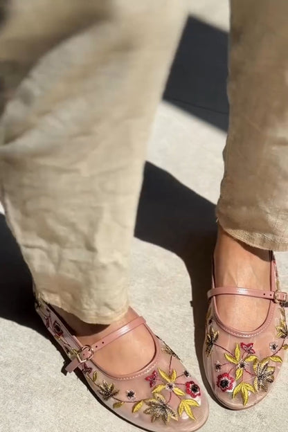Floral Embroidered Sandals