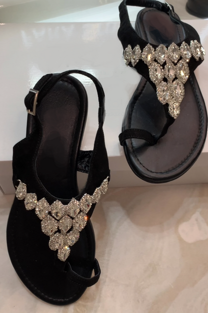 Rhinestone Clip Flat Sandals