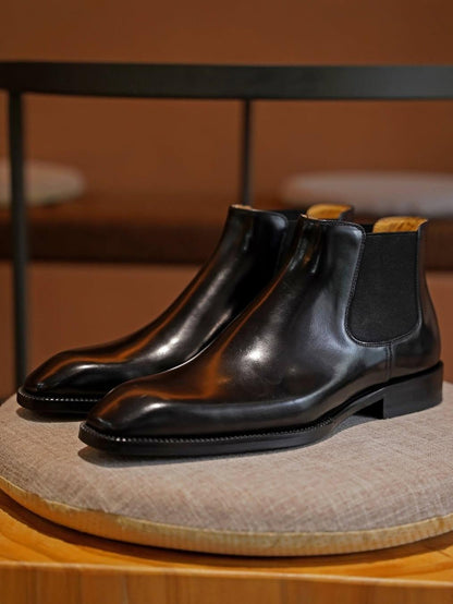 Elegant Brown Leather Dress Boots for Men