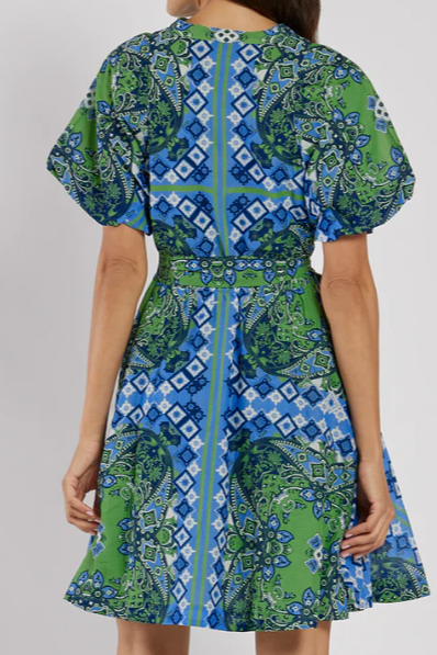 Spring Green Printed Short Dress
