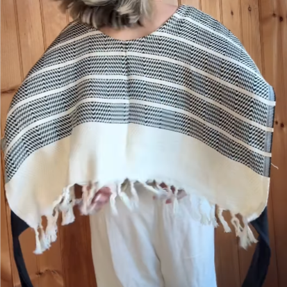 Black And White Knitted Shawl