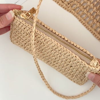 Woven Zip Messenger Bag