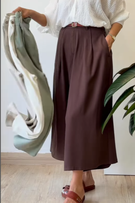 Loose Solid Color Wide-Leg Pants