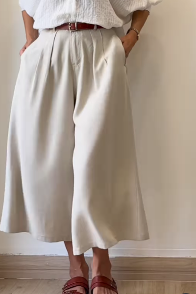 Loose Solid Color Wide-Leg Pants