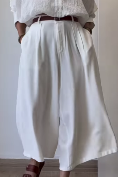Loose Solid Color Wide-Leg Pants
