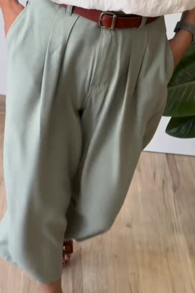 Loose Solid Color Wide-Leg Pants