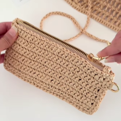 Woven Zip Messenger Bag