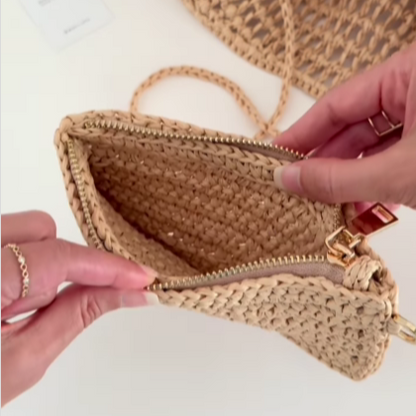 Woven Zip Messenger Bag