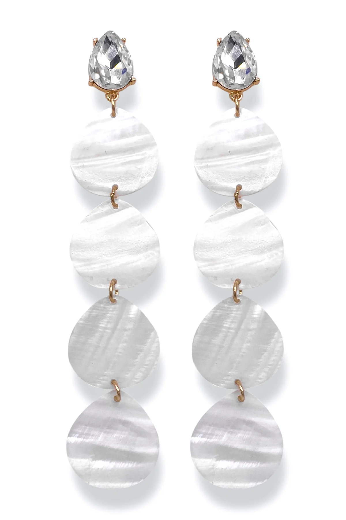 Gorgeous Large Rhinestone Shell Earrings