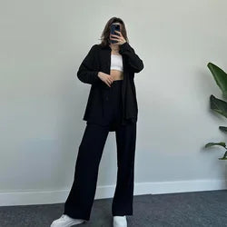 New women's long-sleeved shirt jacket wide-leg pants suit