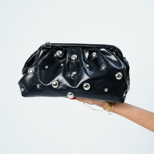 Pleated Studded Clutch