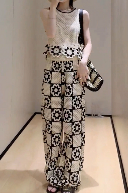 Fashion Hollow Print Suit