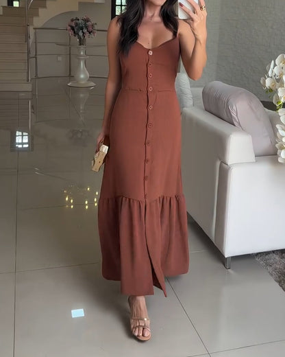 Single-breasted Ruffled, Leopard Print, Slip Dress