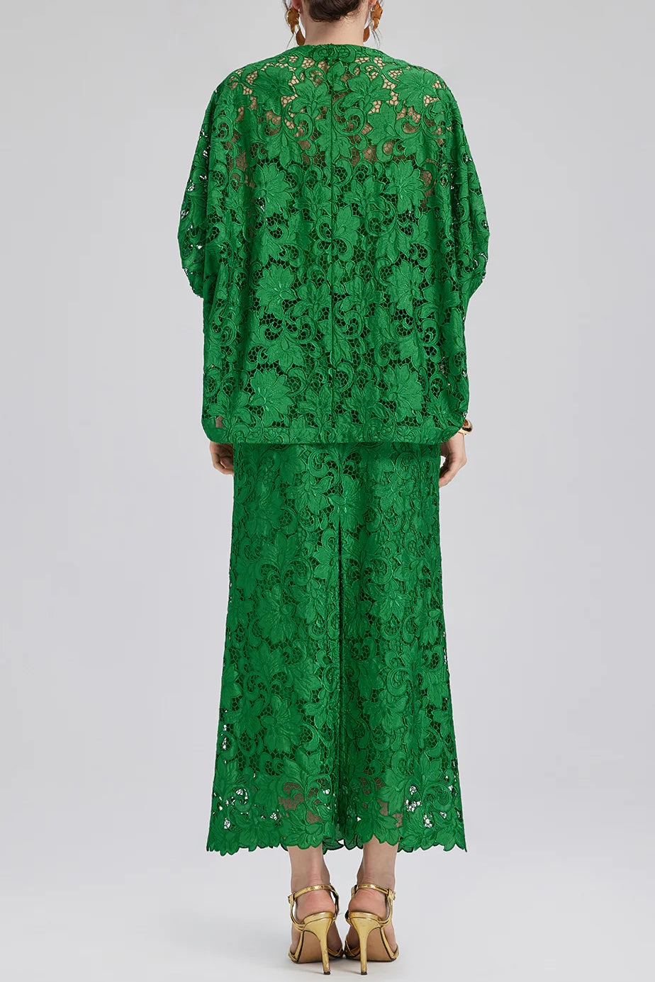 Dark Green Openwork Pattern Suit