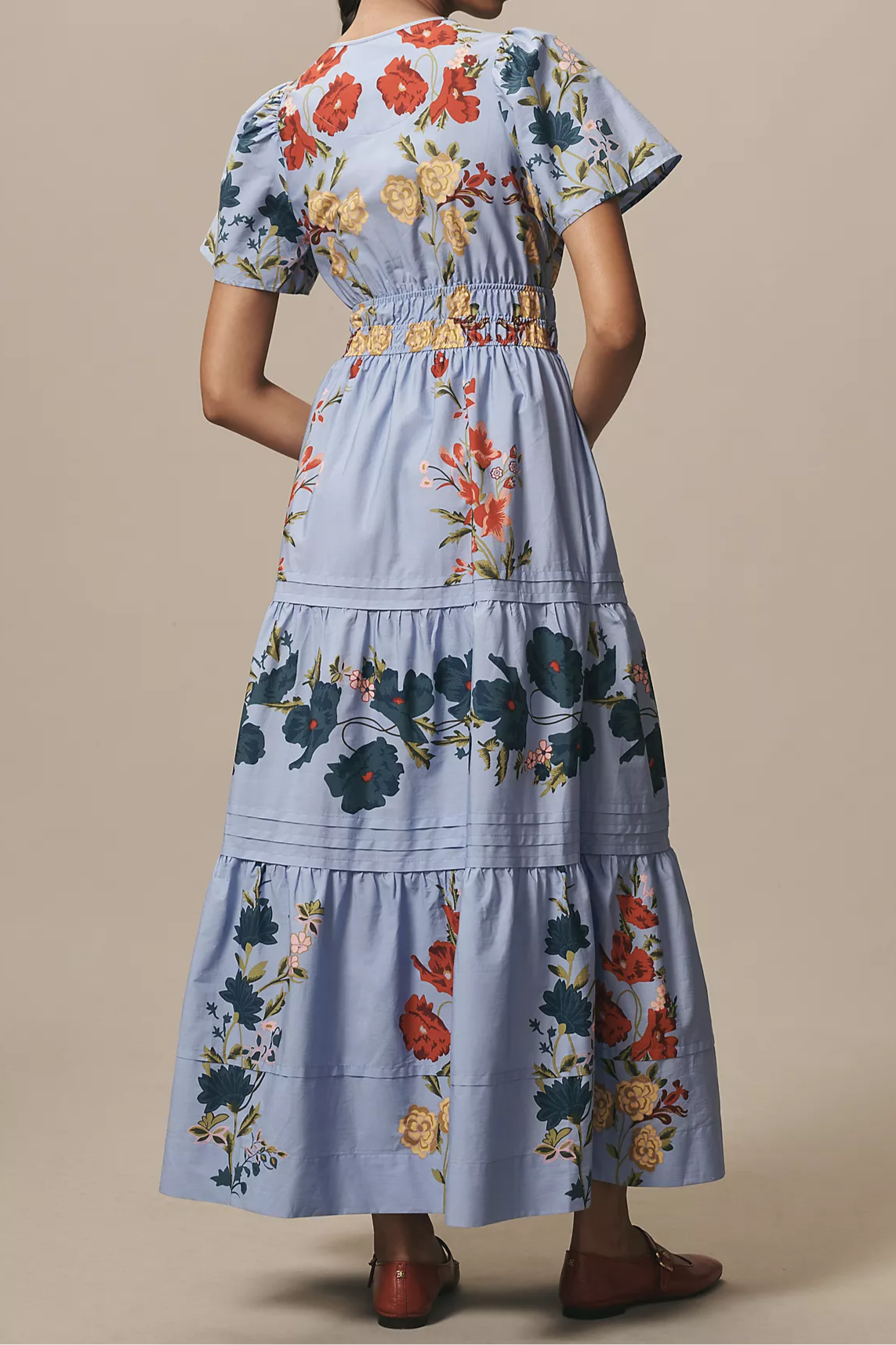 Blue Elegant Printed Dress