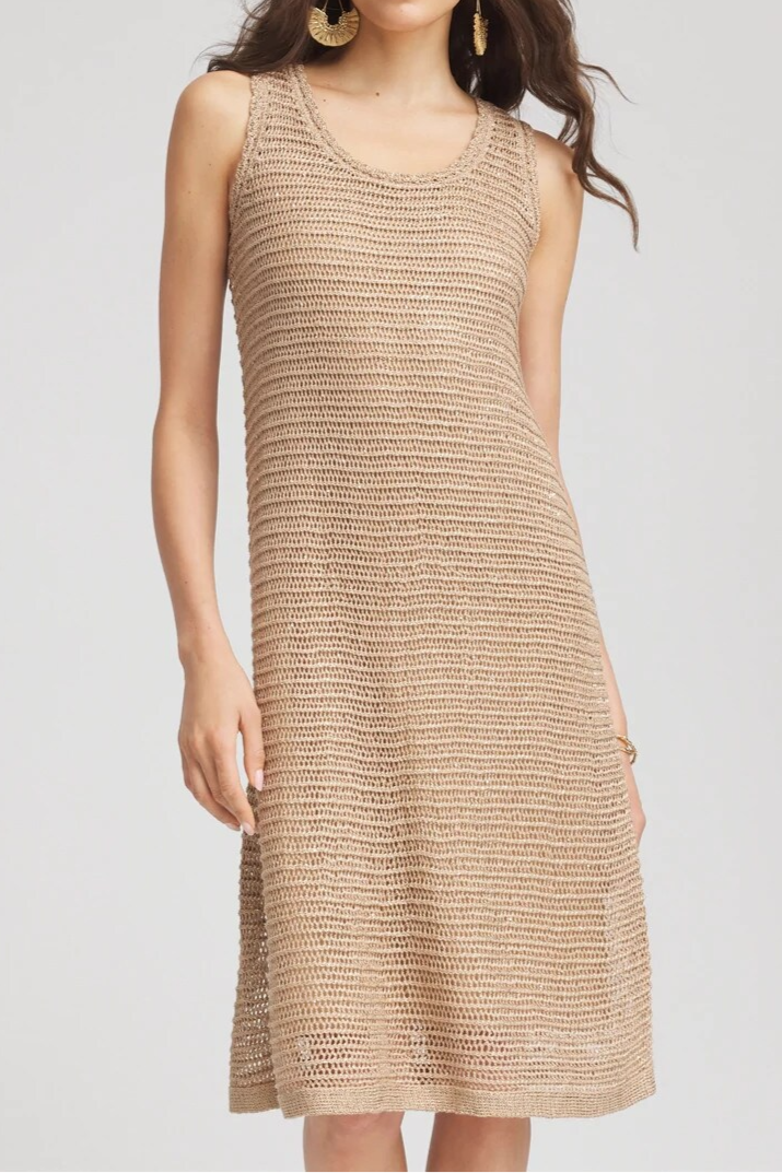 Loose Knit Cardigan & Vest Dress Two-Piece Set