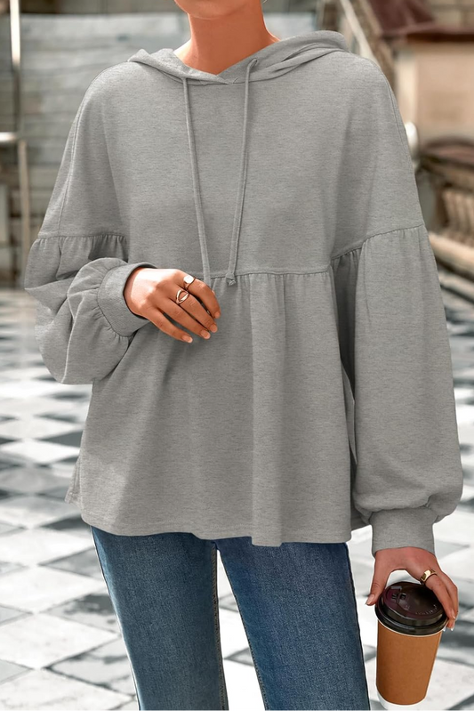 Ruffled Loose Hoodie